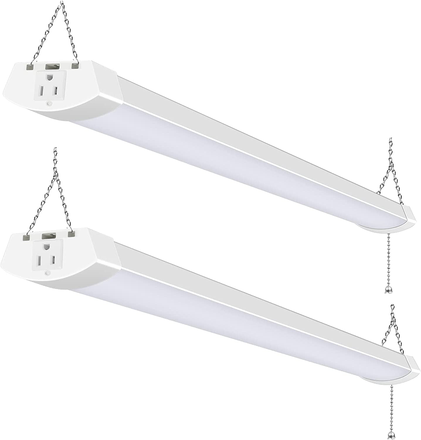 4FT 120W LED Shop Light Linkable, 13000lm(400w Equivalent), 5000K Utility Shop Lights for Garages, Workshops, Basements, Hanging or FlushMount, with Power Cord and Pull Chain, ETL, Black, 2 Pack