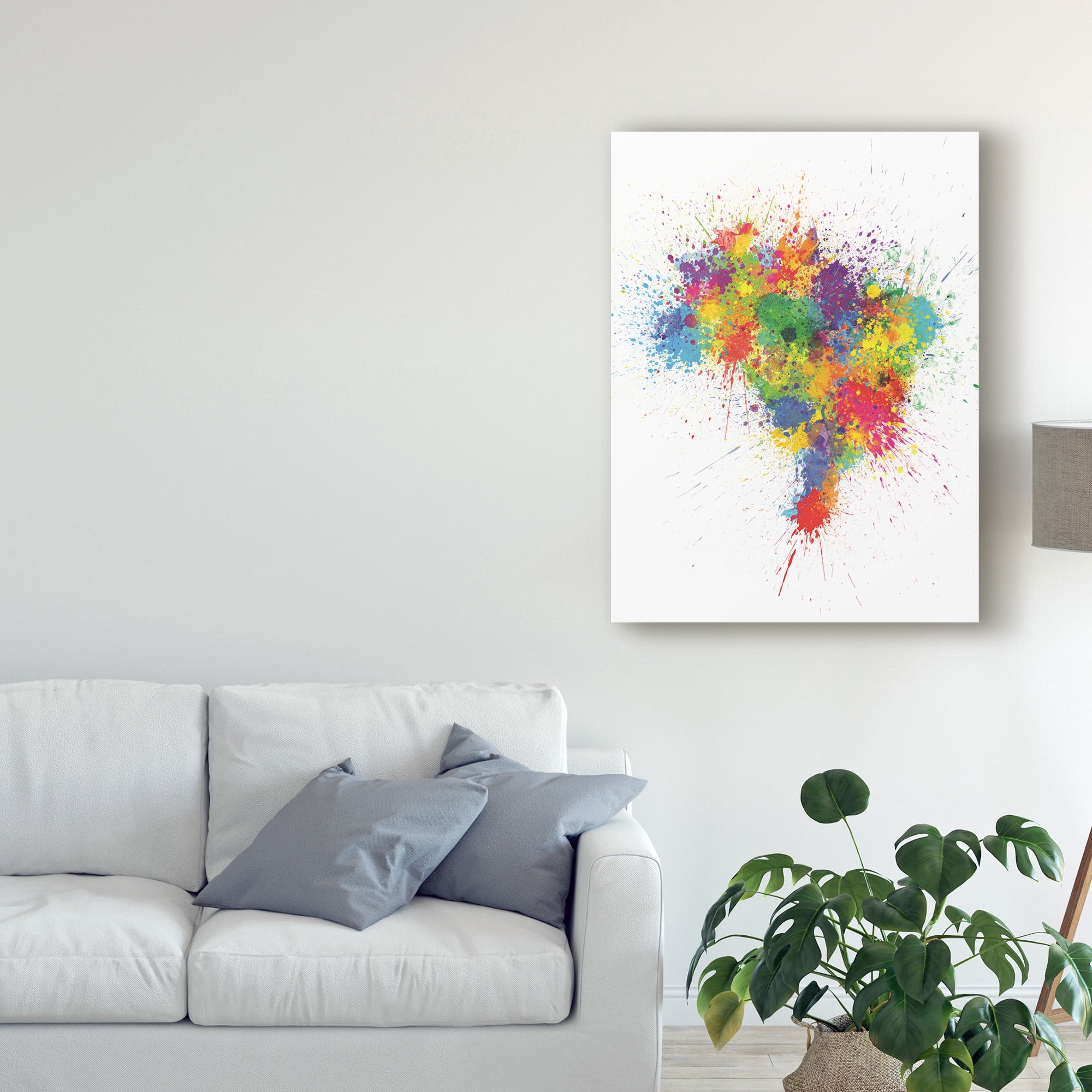 Trademark Fine Art 'Brazil Paint Splashes Map' Canvas Art by Michael Tompsett