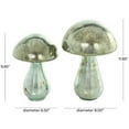 thumbnail image 3 of 12", 10"H Green Glass Handmade Glossy Weathered Mushroom Sculpture, by DecMode (2 Count), 3 of 11