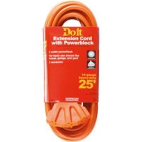 Woods Do it Best Tools Outdoor Multi-Outlet Extension Cord 0825 - Heavy Duty, 25 Foot, Orange — Indoor & Outdoor Use, NEC-Compliant