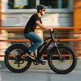 thumbnail image 2 of 750W 1500W Electric Bike for Adults, 48V 15.6Ah Removable Battery, 26x4" Fat Tire Ebike, 7 Speed Shimano, Rear Rack, UL2849, Black, 2 of 9