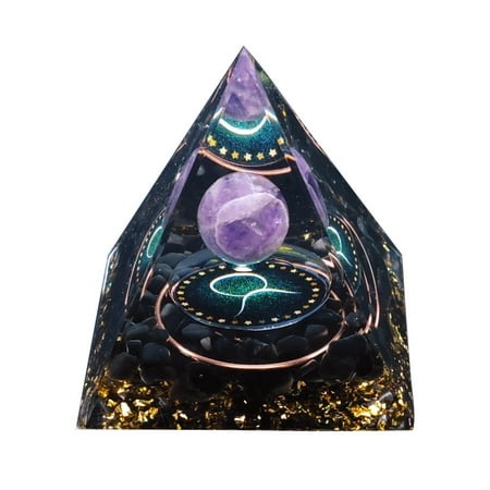 

Natural Obsidian Orgonite Pyramid Crystal Reiki Chakra Energy Generator (Taurus)
