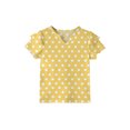 thumbnail image 6 of Dwellite Girls' V-Neck T-Shirts 3-13 Years Short Sleeve Cute Summer Tee Shirts Baggy Plain Soft Tops Yellow 130, 6 of 6