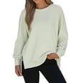 thumbnail image 3 of Bmawag Womens Plus Size Tops Side Slit Long Sleeve Crew Neck Solid Color Shirts Women's Casual Comfortable Pullover Oversized Sweatshirts Beige XL, 3 of 10