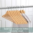 thumbnail image 6 of 10Pack Quality Wooden Hangers - Slightly Curved Hanger Set - Solid Wood Coat Hangers with Stylish Chrome Hooks - Heavy-Duty Clothes, Jacket, Shirt, Pants, Suit Hangers, 6 of 6