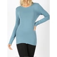 thumbnail image 4 of A2Y Women's Junior Slim Fit Solid Cotton Long Sleeve Crew Neck Top T-Shirt Titanium M, 4 of 5