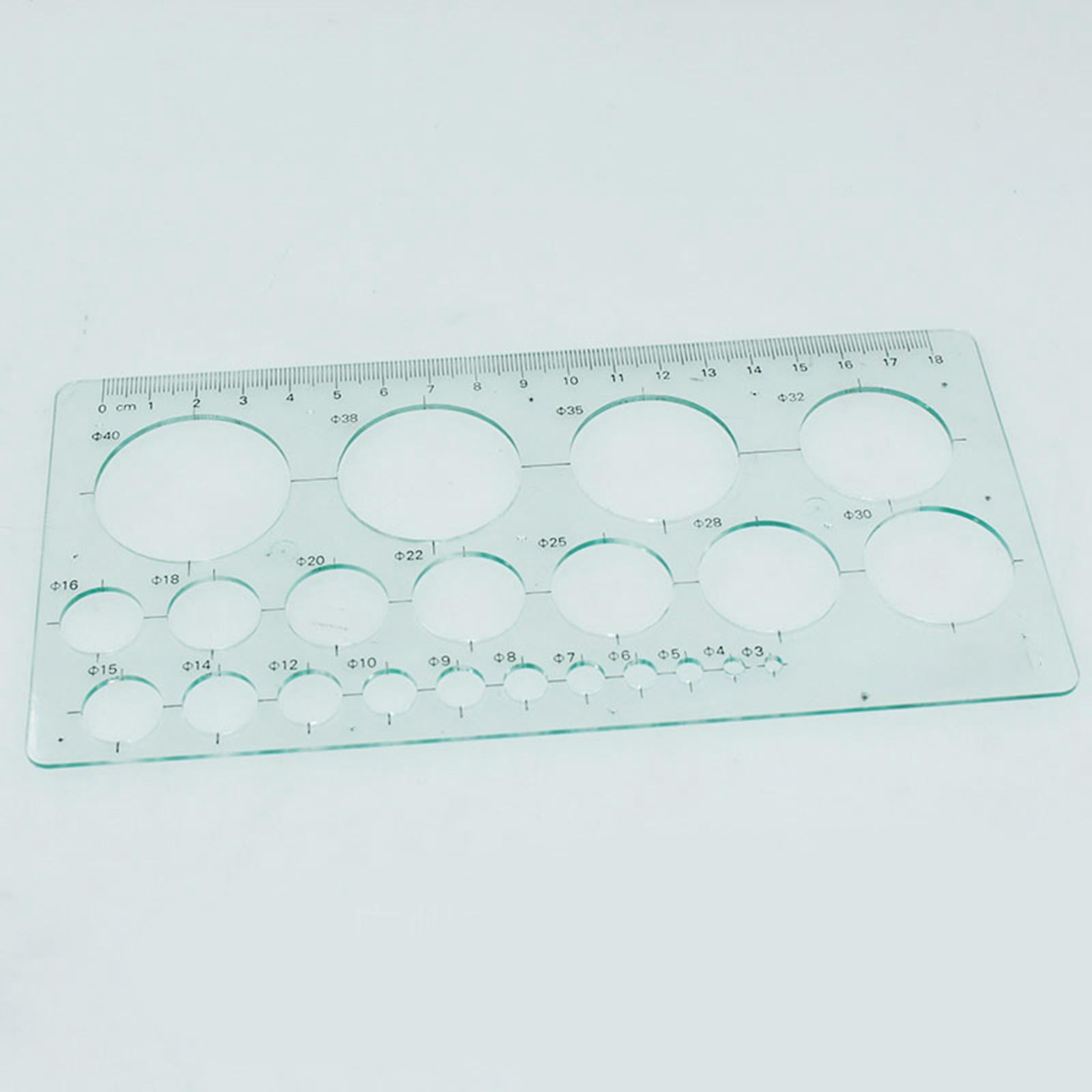 Lot 4 Gabarits De Dessin Géométrique - Cercles, Ovales, Triangles… En Plastique Transparent Vert Avec échelle