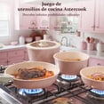thumbnail image 2 of Juego de Ollas y Sartenes Antiadherentes, bateria de cocina 19 Ollas, Sarten Batería de Cocina, Juego de Sartenes con Mango Desmontable, Sartén para Freír Apto para Cocina de Inducción y Horno(Rosa), 2 of 8