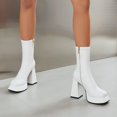 thumbnail image 4 of Zapatos Botines mujer Otoño e invierno Flor de colores Botas de tobillo con para mujer Bota de tobillo sólida de tamaño Tacones y gruesos Vestido de fiesta cómodo Botines Zapatos (White 7.5), 4 of 7