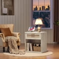 thumbnail image 6 of Leyaoyao Rattan Nightstand with Charging Station Boho Adult Bedside Table with Drawers, Grey White, 6 of 9