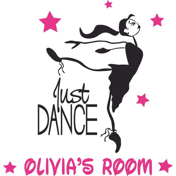 Just Dance Quote Dancing Cartoon Customized Wall Decal - Custom Vinyl Wall Art - Personalized Name - Baby Girls Boys Kids Bedroom Wall Decal Room Decor Wall Stickers Decoration Size (10x10 inch)