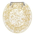 Ginsey Round Resin Decorative Toilet Seat with Chrome Hinges, Gold Foil