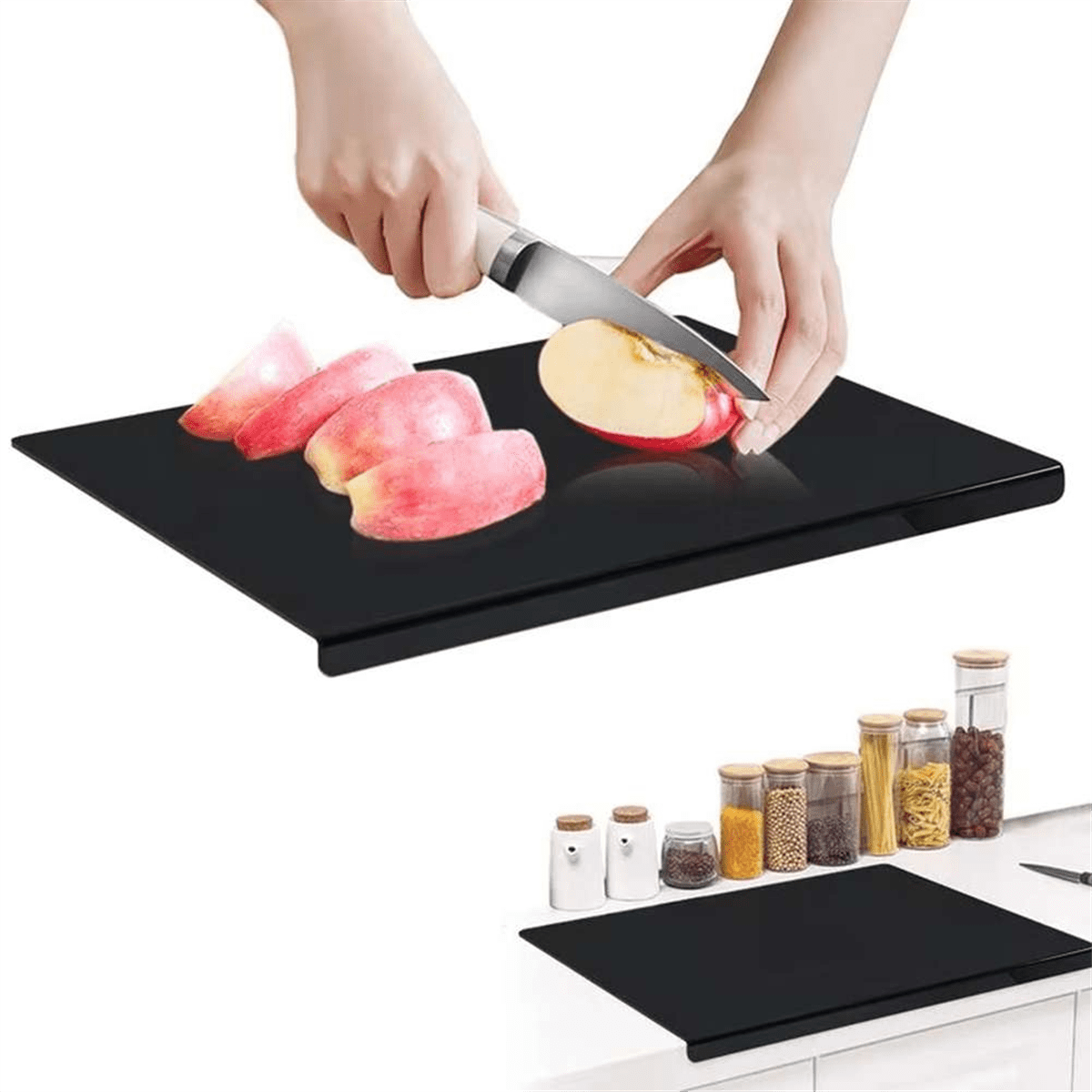 Black Acrylic Cutting Board with Lip, Size 17.7X13.7 Inch, No-Scratches, Kitchen, for Kitchen