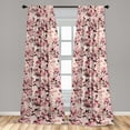 thumbnail image 2 of Garden Scene Window Curtains, Simple Floral Boho Pattern with Leafy Ornaments Dreamy Colors Print, Lightweight Decor 2-Panel Set with Rod Pocket, Pair of - 28"x84", Pale Pink Dark Coral, by Ambesonne, 2 of 3