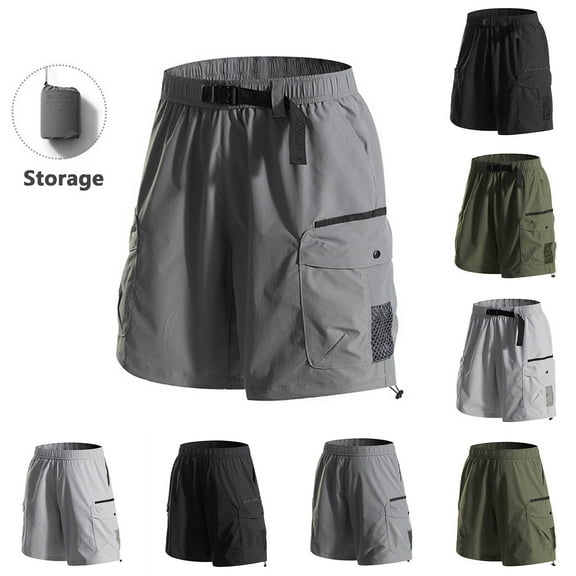 BVOFAR Mens Outdoor Quick Dry Shorts Lightweight Belt Hiking Shorts Stretchy Packable Shorts for Camping Travel Black L