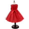 thumbnail image 4 of USNSM (1-10 Years) Children's Fashion Cute Dress Girl Sleeveless Soft Comfy Princess Dress Bow Mesh Tulle Dress Red 4-5 Years, 4 of 5