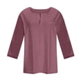 thumbnail image 3 of TODOZO 3/4 Sleeve T Shirts for Women Tunic Tops Loose Fit Shirts Solid Basic Tops Half Sleeve Plus Size Tops for Women Notched V Neck Casual Loose Fit Tshirts Oversized Spring Summer Going Out Tees, 3 of 4