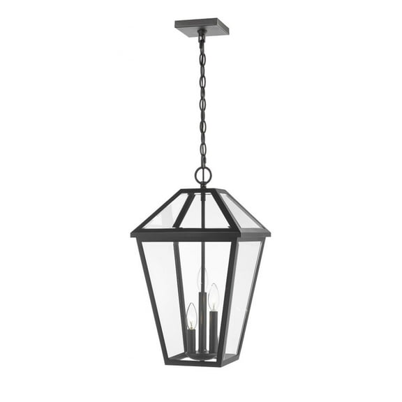 3 Light Outdoor Chain Mount Lantern In Traditional Style 12.25 Inches Wide By 21.5 Inches High-Black Finish Z-Lite 579Chxl-Bk