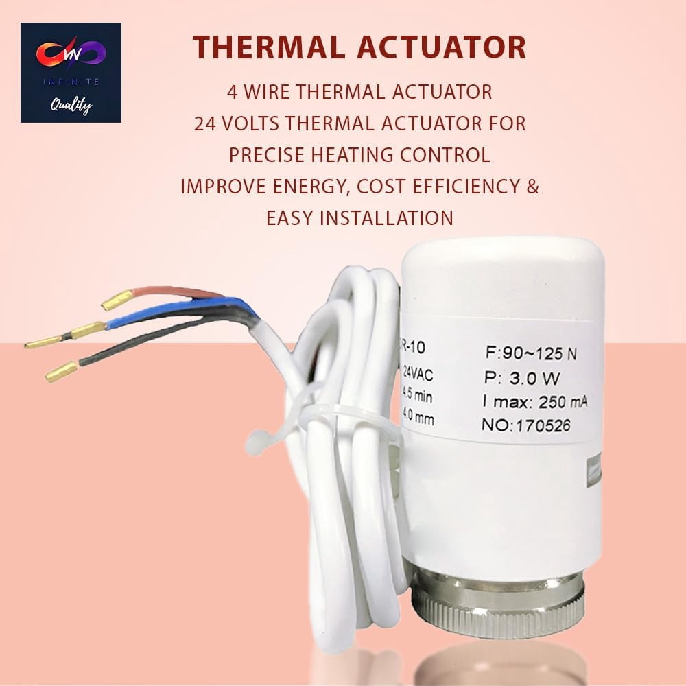 DMNI 4 Wire Thermal Actuator - 24 Volts Thermal Actuator - Radiant Floor Heating Manifold