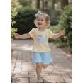 thumbnail image 6 of BemeyourBBs Toddler Baby Girl Summer Clothes 2 Pieces Outfits Whale Embroidered Short Sleeve Round Neck T-Shirt Plaid Print Ruffled Shorts Set, 6 of 9
