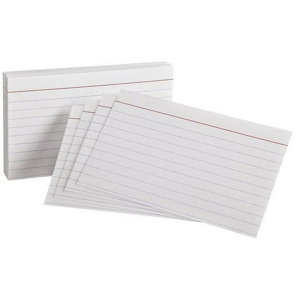 Oxford Ruled Index Cards, 4 x 6 inch, White Paper, 100 per Pack