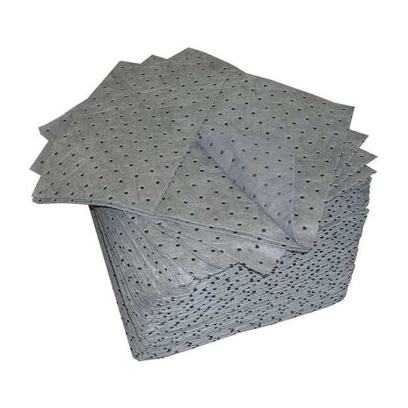 Sorbent Pad, 11 gal, 15 in x 19 in, Universal, Gray, Polypropylene