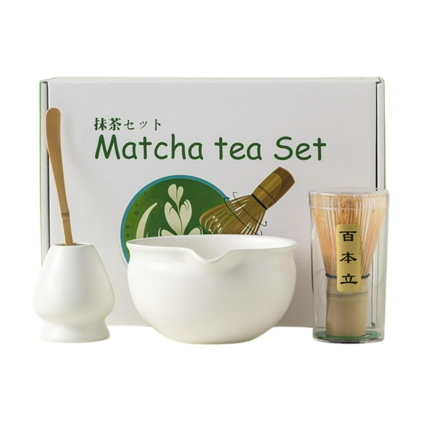 Accesorios de 4 piezas Matcha Set Ceremonía de té japonesa moderna Herramienta de fabricación de té japonesa para la familia Familia de amantes de la Mate blanco