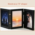 thumbnail image 4 of 5x7 Three Picture Frame Trifold Hinged Photo Frame with 3 Openings, Desk Top Family Picture Collage, with Resistant Glass (Black, 1-Pack), 4 of 7