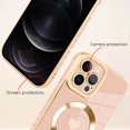 thumbnail image 2 of for iPhone 12 Pro Max Case [Support for Magsafe] Love Heart Pattern Magnetic Plating Electroplate Luxury Elegant Case Camera Protector Soft TPU Shockproof Protective Corner Back Cover -Pink, 2 of 11
