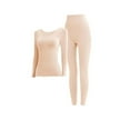 thumbnail image 3 of QUNYINEY 2 Piece Pajama Set for Women Loungewear Beige Comfy Long Sleeve Fleece Shirts and Pants Slim Fit Warm Crew Neck Women Outfits, 3 of 4