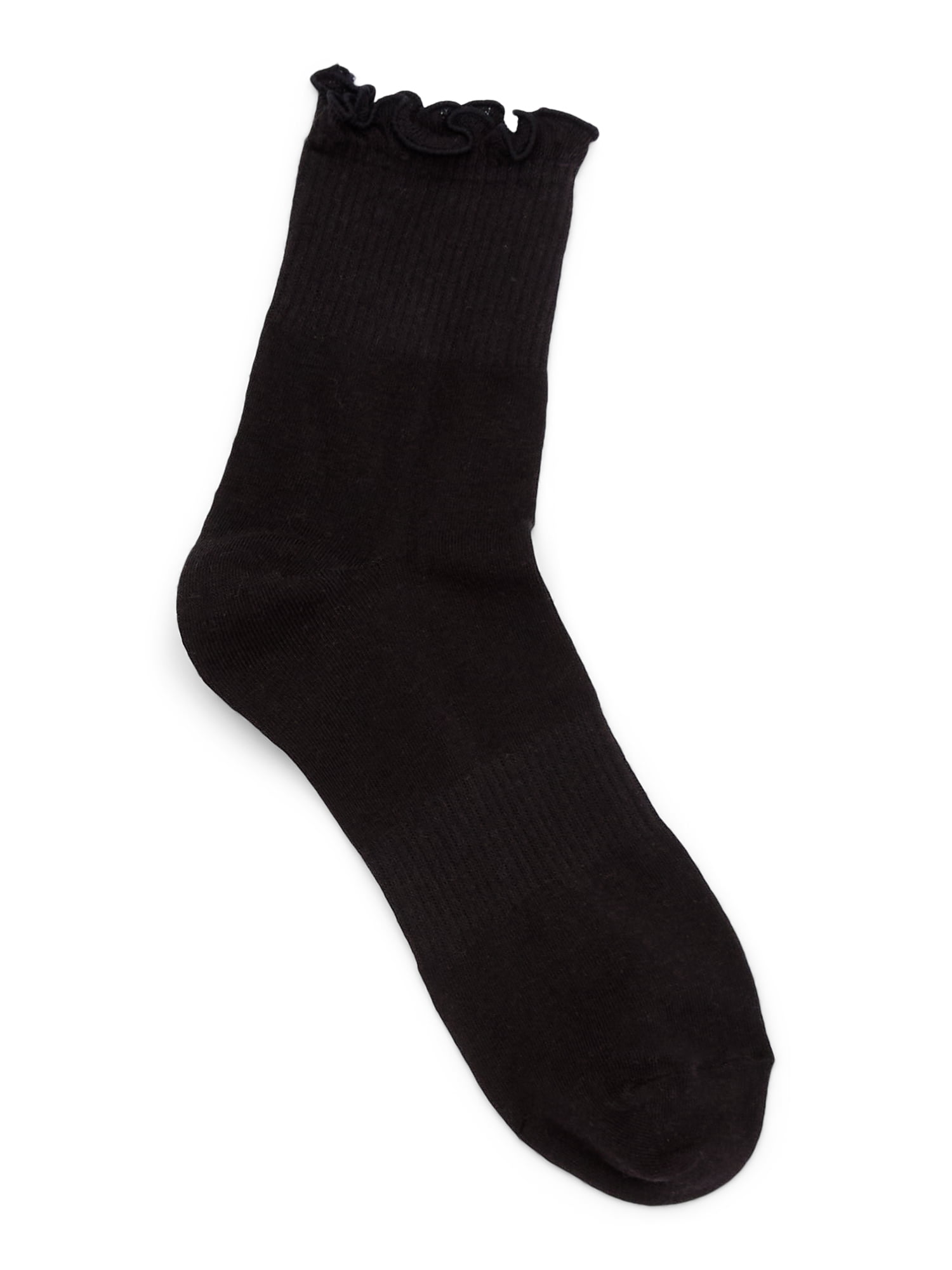 Joyspun Ruffle Socks Lettuce-Edge Dress Crew Socks for Women, Shoe Size 4-10, 4-Pack