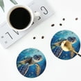 thumbnail image 5 of Kll Round Shape Drink Coasters Set Of 4,Pu Leather Absorbent Coasters Set Decorative Coffee Cup Coasters Housewarming Gift For Home Decor-Watercolor Turtle, 5 of 9