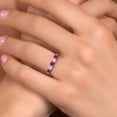 thumbnail image 4 of Gem Stone King 10K Two Tone Gold Red Ruby and White Moissanite Wedding-Bands Ring for Women | 1.07 Cttw | Round 3.5MM | Gemstone July Birthstone | Size 5, 4 of 7