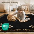 thumbnail image 4 of ODIKA 8'x10' Washable Area Rug Black Beige Floral Elegance with Classic Border Ornate Motifs and Symmetrical Design for King Size Bedroom Under Bed, Master Suite, Non-Shedding, Easy Care, 4 of 7