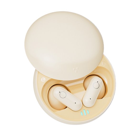 LACKUST True Wireless Semi-In-Ear Earbuds, Bluetooth 5.4, Low Latency, Long Battery Life, Portable, Beige