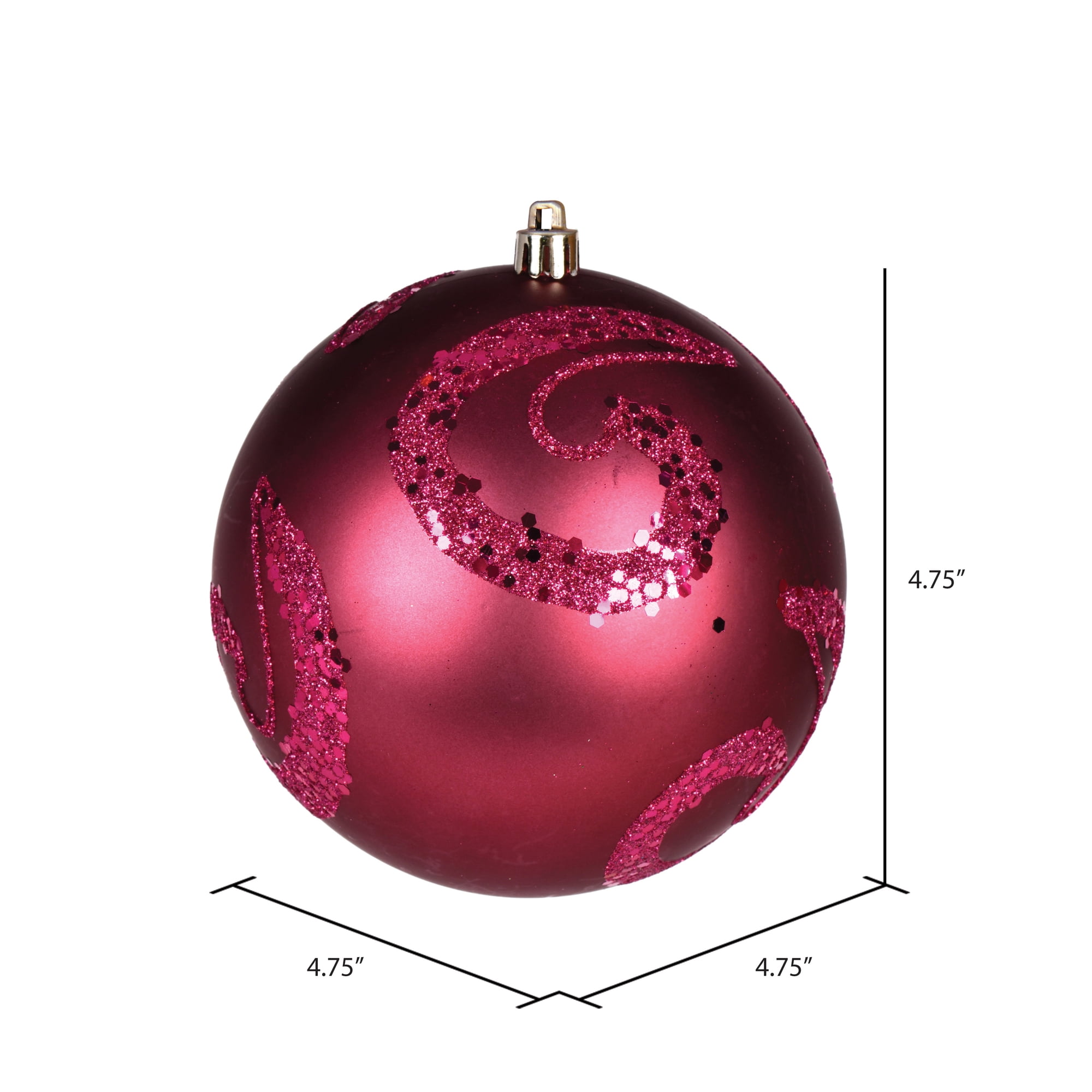 Vickerman 4.75" Berry Red Matte Sequin Swirl Ornament, 4 per Bag