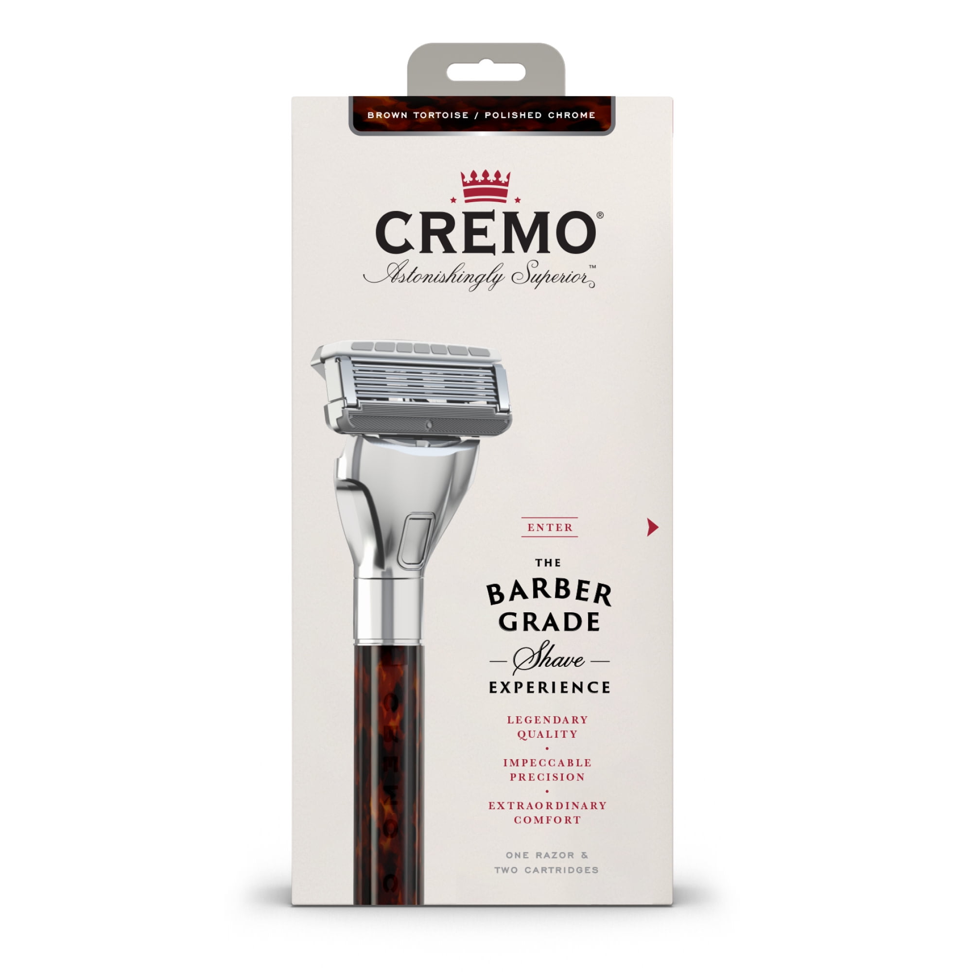 Cremo 5Blade Brown Tortoise Mens Razor Handle Plus 2 Blade Cartridge