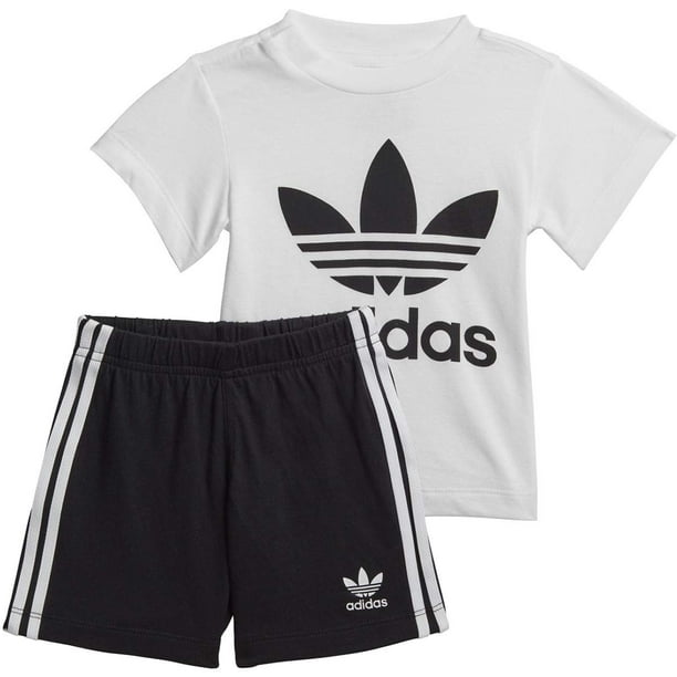 adidas Originals unisex baby Trefoil Shorts Tee Set White Black 12M Walmart