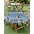 thumbnail image 4 of Outdoor Tablecloth with Umbrella Hole for Patio/Picnic/Party/Camping, Blue Coastal Nautical Waterproof Table Cloth Round Cover Washable, Summer Ocean Sea Waves Starfish Coral (Dia 54"), 4 of 8