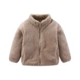 thumbnail image 4 of Mifsaly Boys Girls Fuzzy Fleece Jacket Full Zip Stand Collar Warm Winter Coat Kids Fall Winter Thermal Sherpa Outerwear with Pockets for School Outdoor, 4 of 9