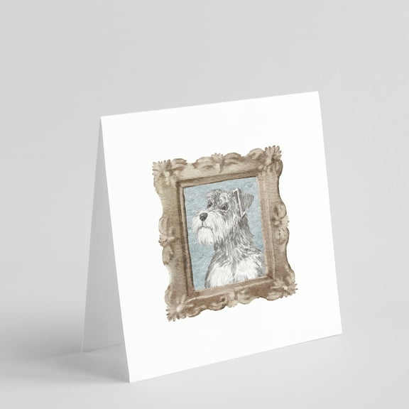 Schnauzer Silver Side View Square Greeting Cards and Envelopes Pack of 8 5 in x 5 in