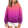 thumbnail image 4 of Ugoldhm Girls Gradient Color Hoodie, Long Sleeve Loose Casual Pullover Hooded Sweatshirt for Kids, 4 of 5