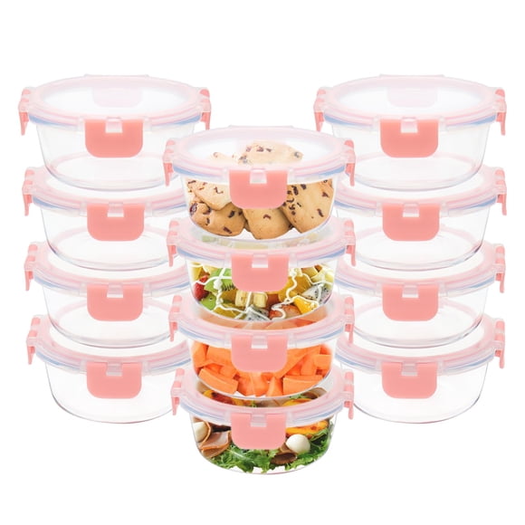 Juego de 12 Contenedores de Vidrio para Alimentos GULFLIN Herméticos de 13 oz