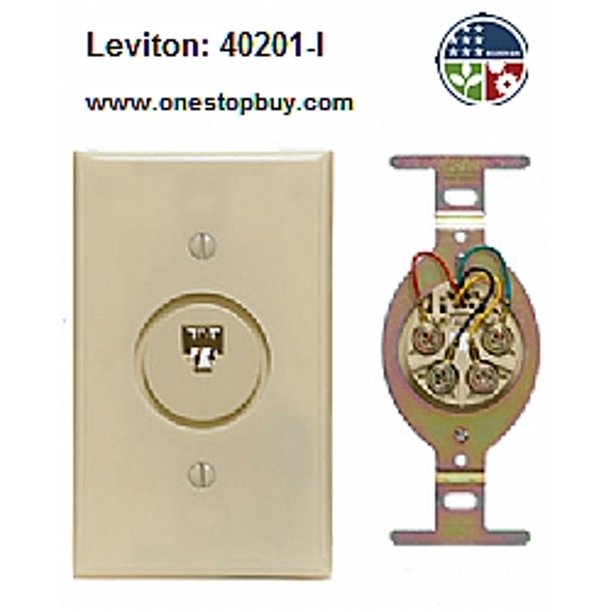 Leviton 40201I Type 625B Telephone Single Insert Flush Wall Jack