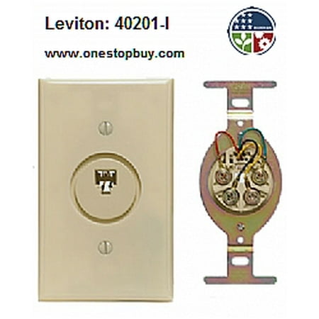 Leviton 40201-I Type 625B Telephone Single Insert Flush Wall Jack - Ivory