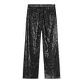 thumbnail image 6 of Sinleey Kids Girls Glitter Sequin Elastic Waist Bell Bottom Pants Hip Hop Performance Disco Party Black 8, 6 of 7