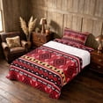 thumbnail image 3 of Manfei Southwestern Aztec Twin Sheets, , Red Black Bedding, Black Reversible 3-Piece1 Flat Sheet + 1 Fitted Sheet + 1 Pillowcase, 3 of 6