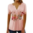 thumbnail image 1 of Pompotops Femmes Mode Décontractée Impression Col Rond en Vrac Manches Courtes T-shirt Top Chemisier Pull-Over Clair, 1 of 5