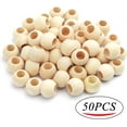 thumbnail image 2 of Natural Wooden Beads, 50 Pieces Large Hole Natural Round Wood Loose Beads Wooden Spacers Beads for Craft DIY Jewelry Making(20mm), 2 of 7