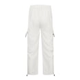 thumbnail image 5 of WULMLEO Women's Drawstring Elastic Waist Loose Pants Casual Flap Pocket Cargo Pants Trousers White XL, 5 of 5